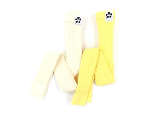 Mini Rodini leggings yellow/offwhite rib (2-pak)